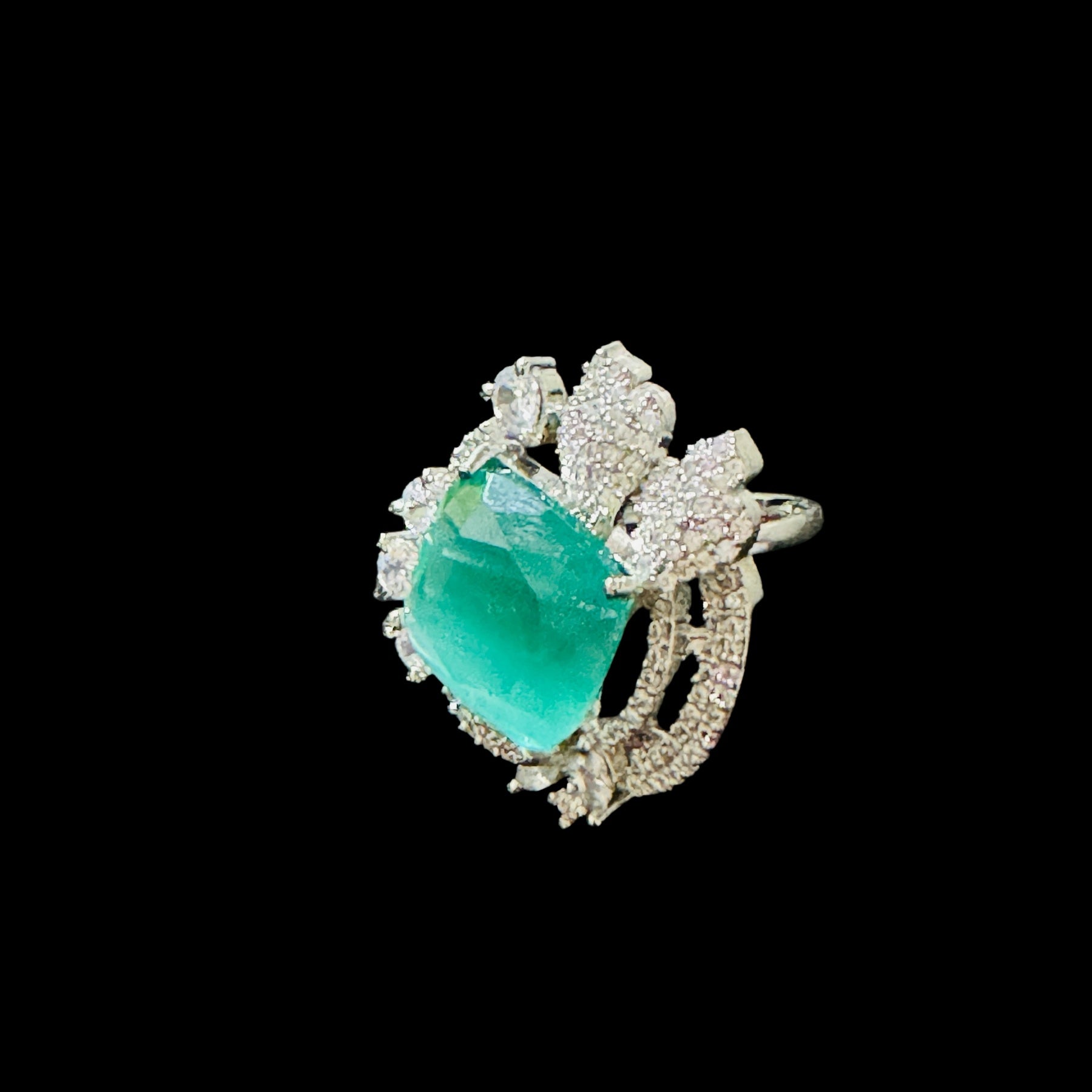 Beautiful Turquoise Diamond Cocktail Ring - Chaandi Rivaaz