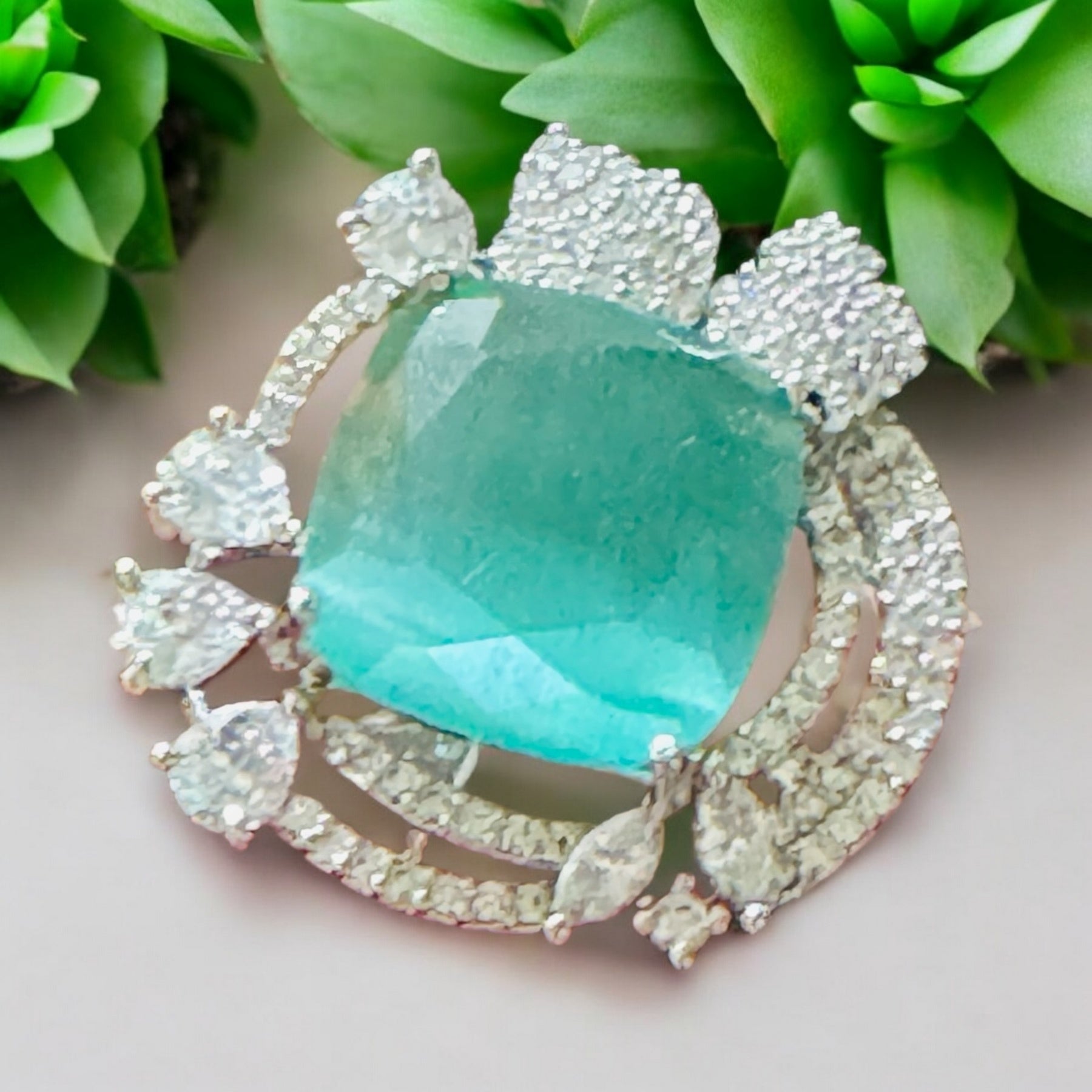 Beautiful Turquoise Diamond Cocktail Ring - Chaandi Rivaaz