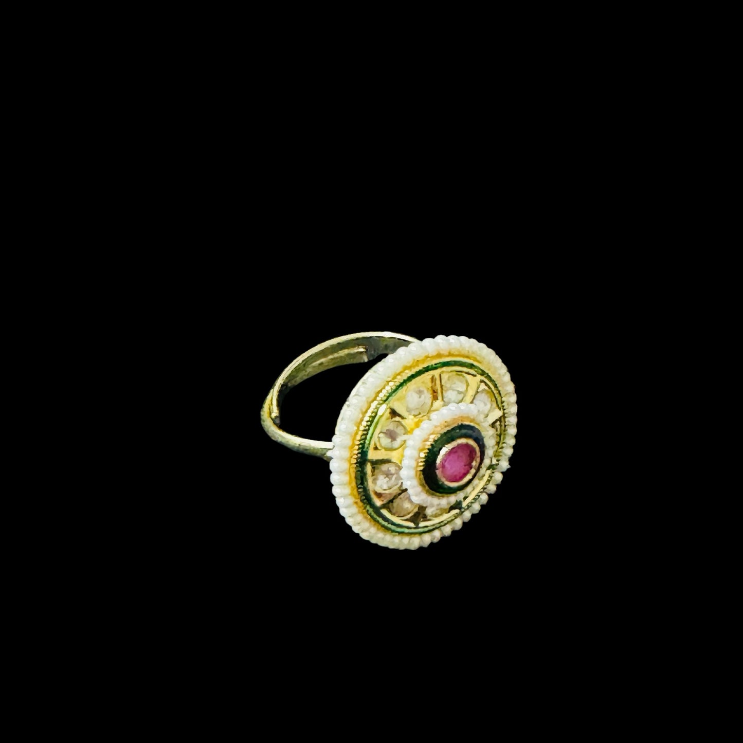 Elle's Pearl Designer Kundan Ring - Chaandi Rivaaz