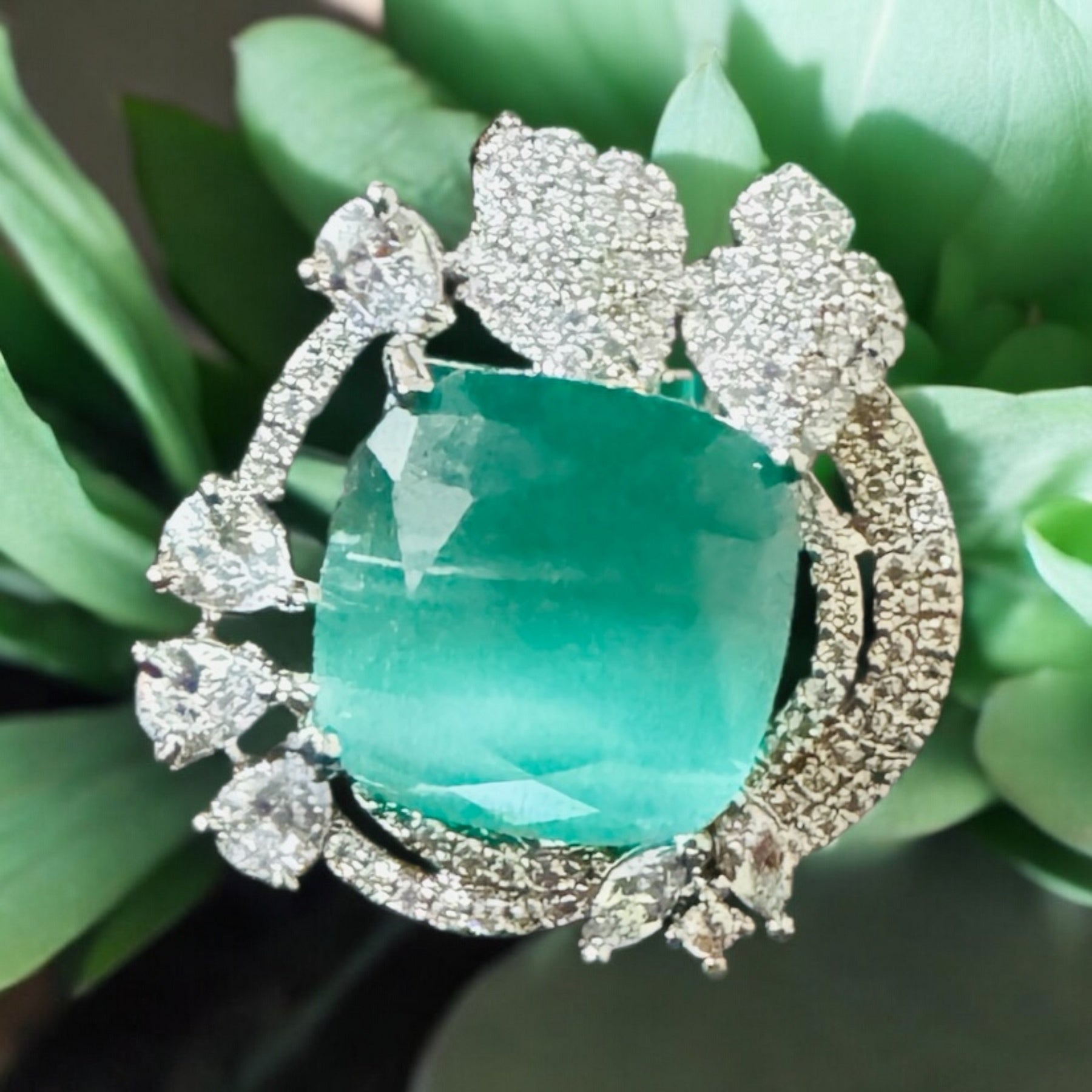 Beautiful Turquoise Diamond Cocktail Ring - Chaandi Rivaaz