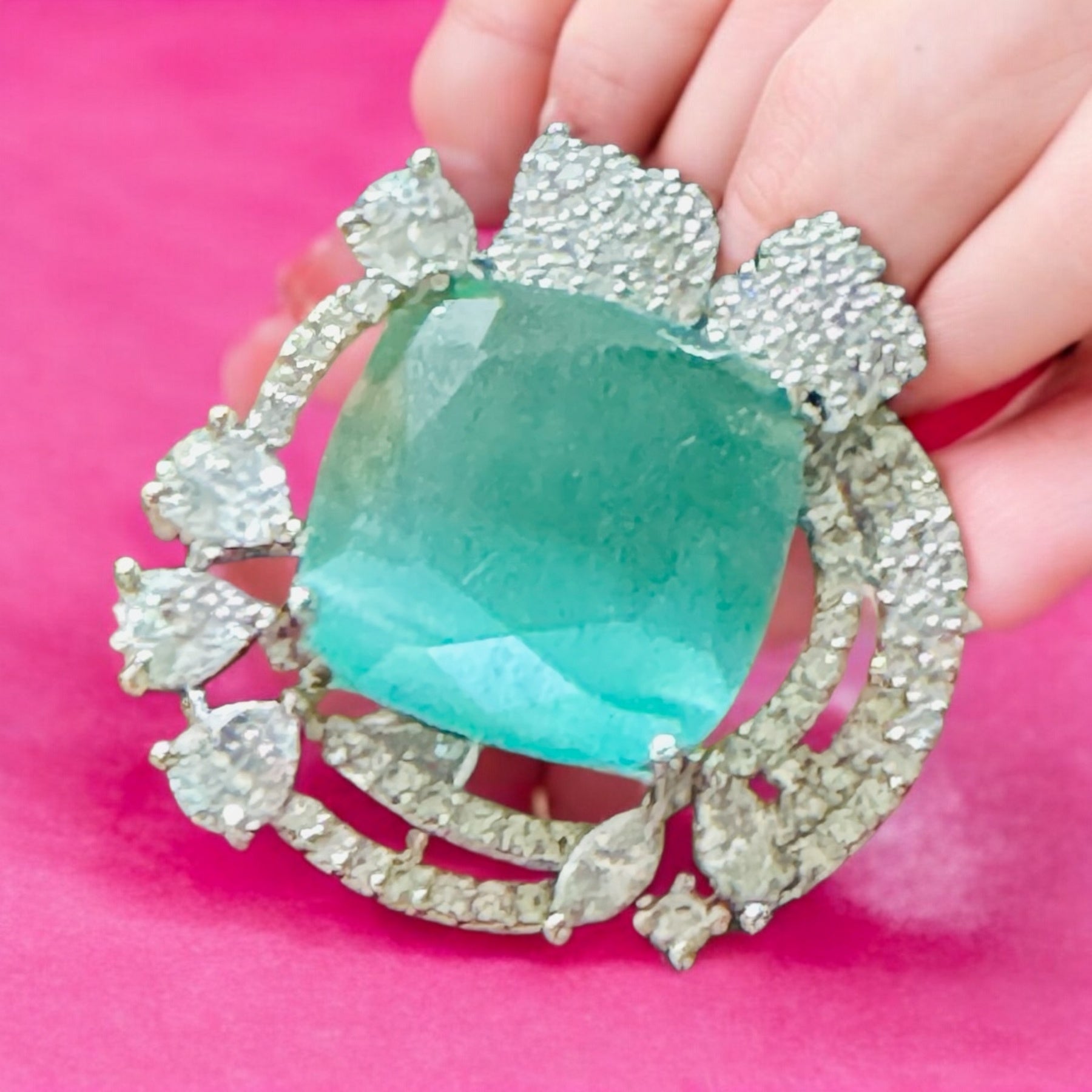 Beautiful Turquoise Diamond Cocktail Ring - Chaandi Rivaaz