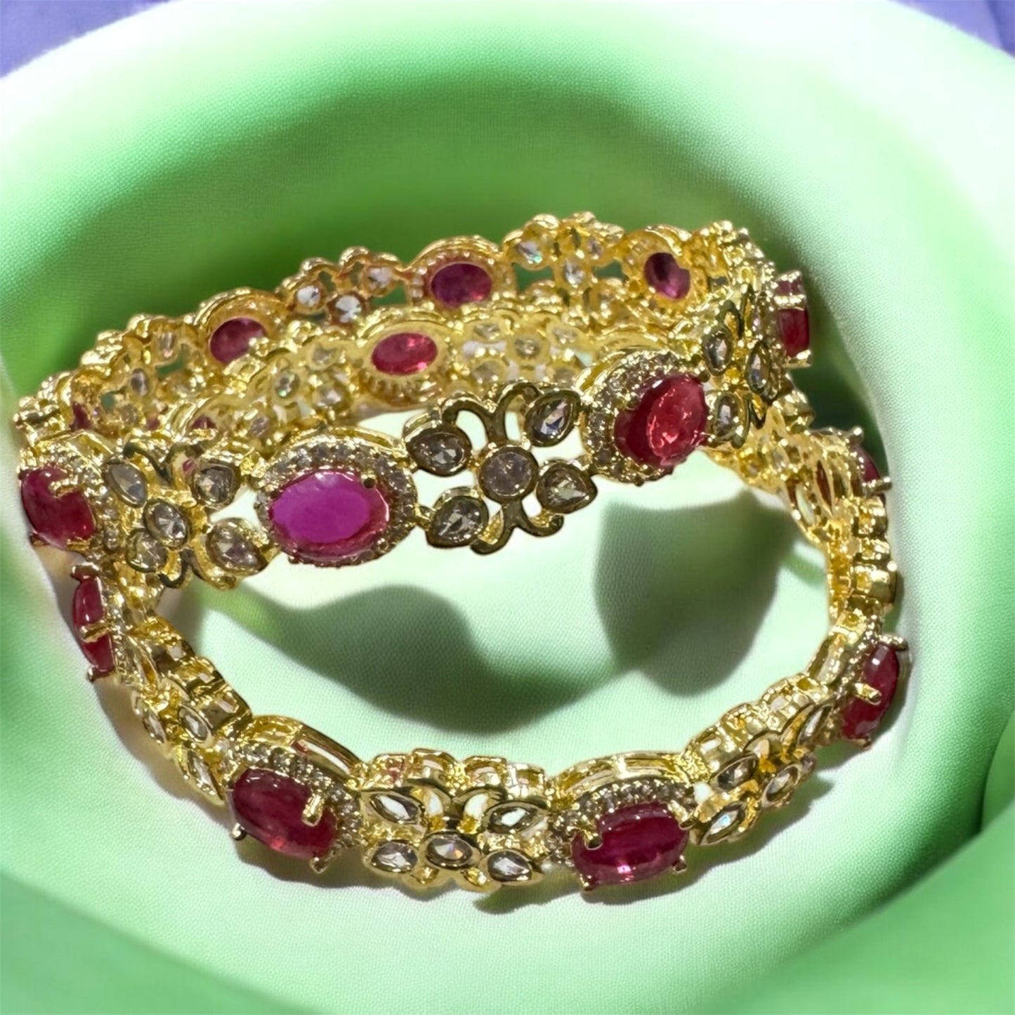 Beautiful Diamond Floral Designer Bangles