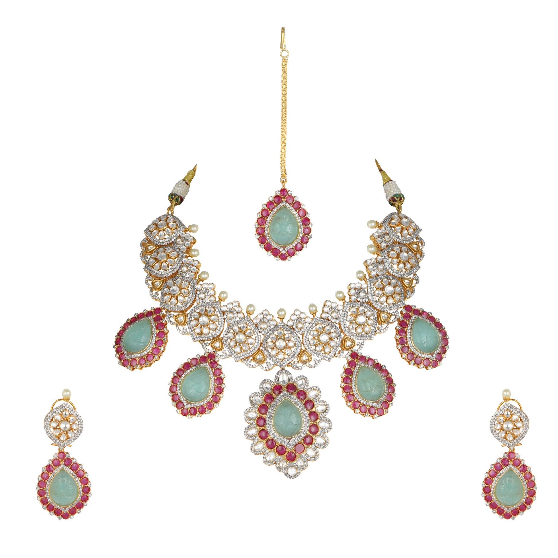 Chaandirivaaz ‘s Signature Polki Necklace Set - Chaandi Rivaaz