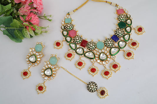 Chaandirivaaz ‘s Signature Kundan Necklace Set - Chaandi Rivaaz