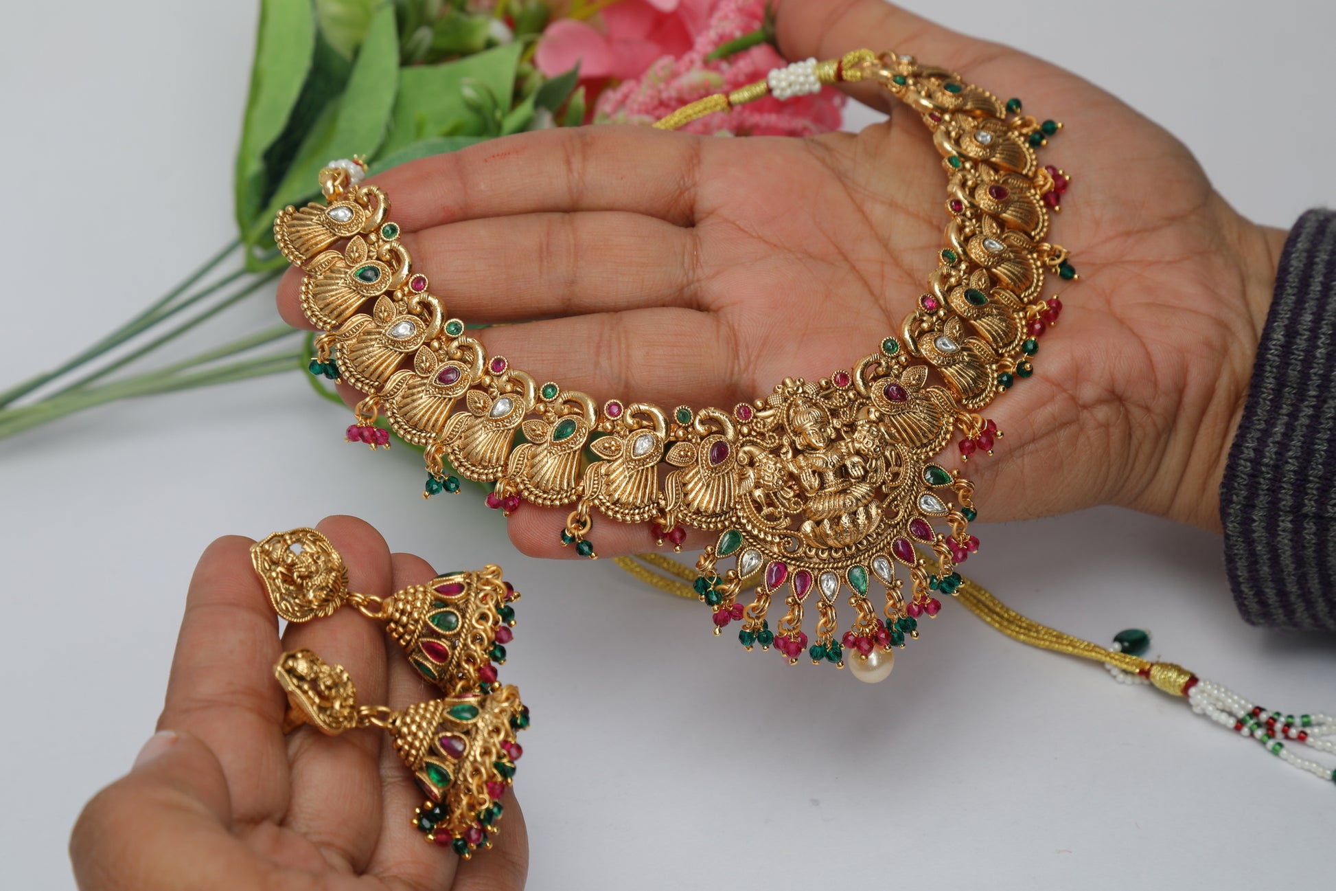 Beautiful Mahalakshmi Designer Necklace Set - Chaandi Rivaaz