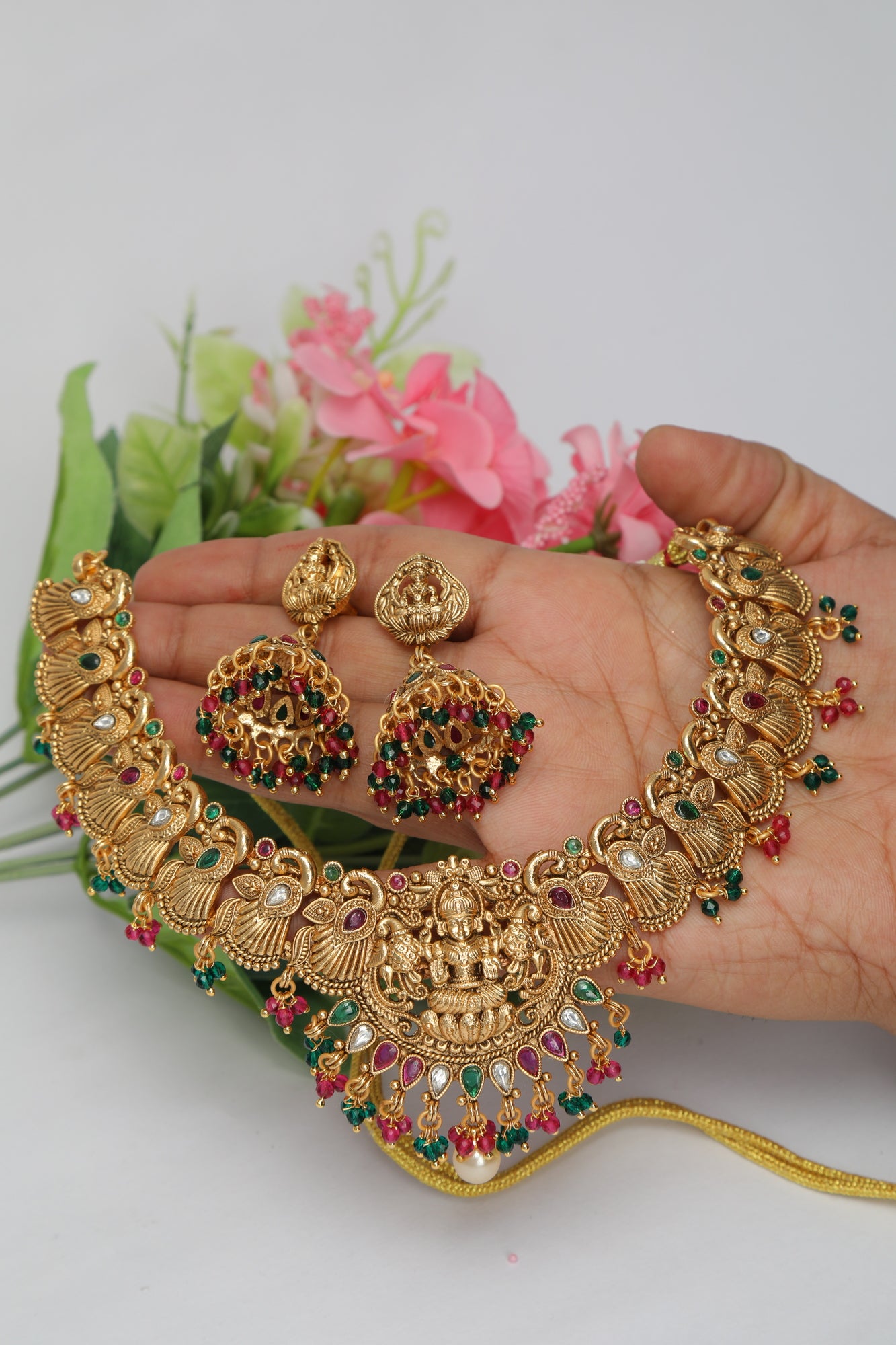 Beautiful Mahalakshmi Designer Necklace Set - Chaandi Rivaaz