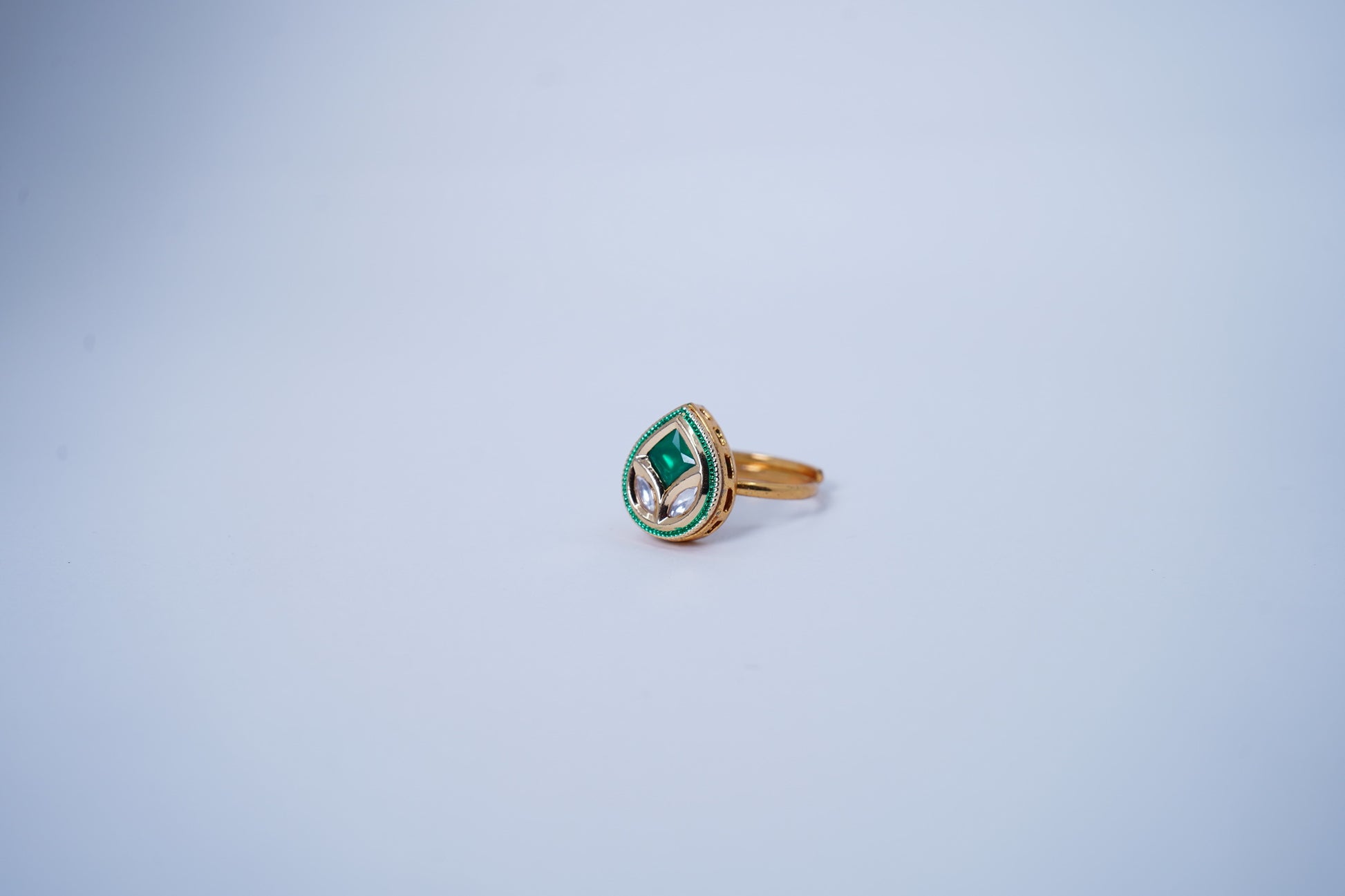 Diya’s Leaf Designer Kundan Rings - Chaandi Rivaaz