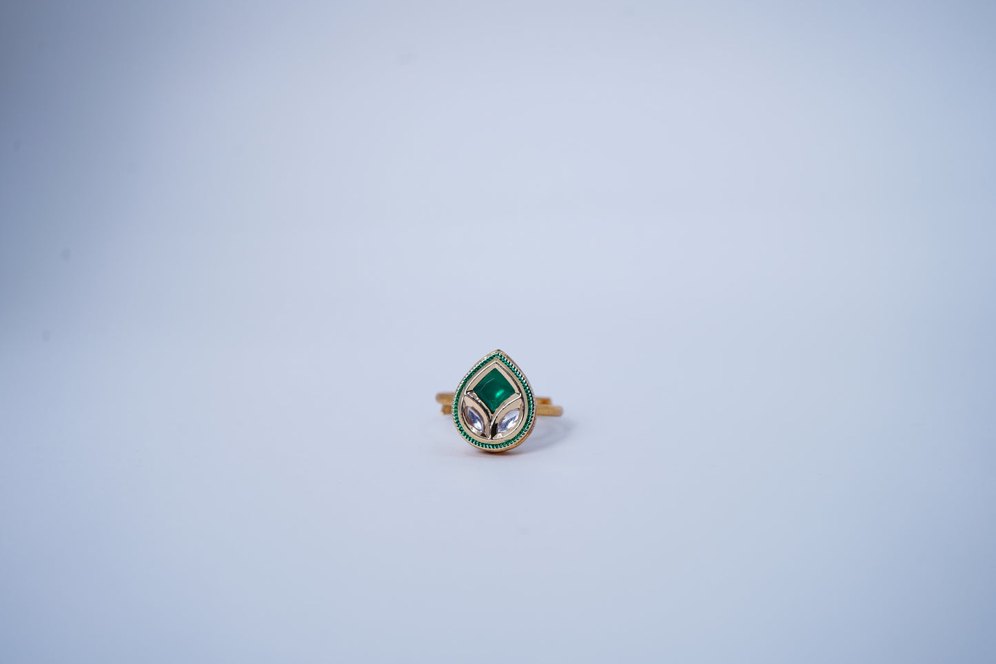 Diya’s Leaf Designer Kundan Rings - Chaandi Rivaaz