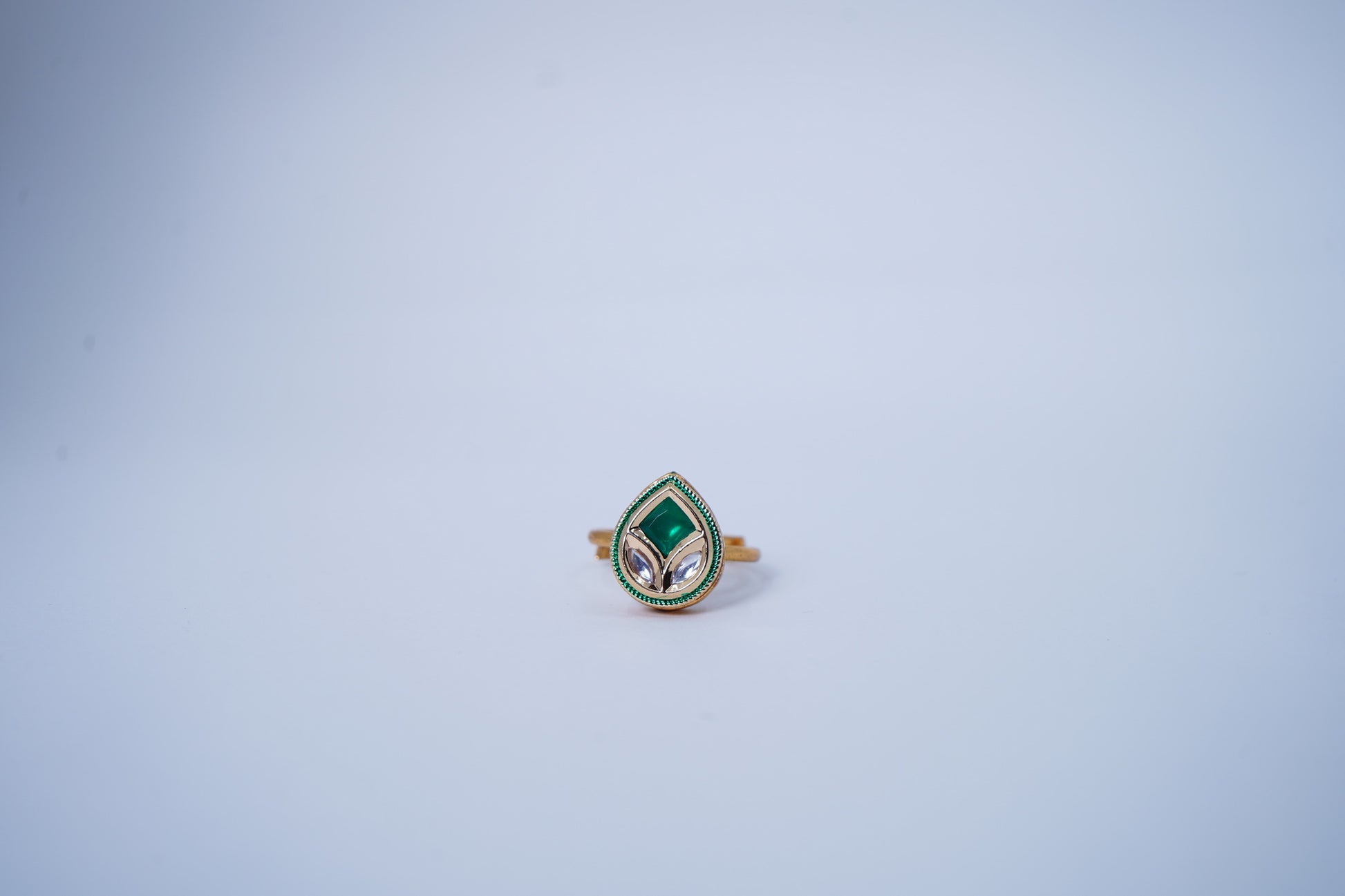 Diya’s Leaf Designer Kundan Rings - Chaandi Rivaaz