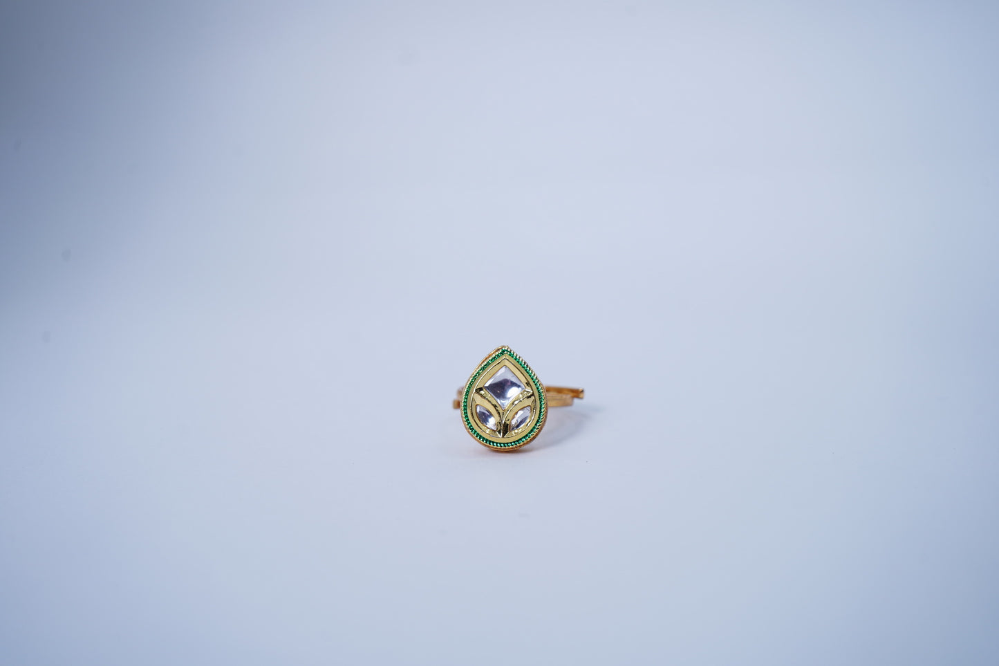 Diya’s Leaf Designer Kundan Rings - Chaandi Rivaaz
