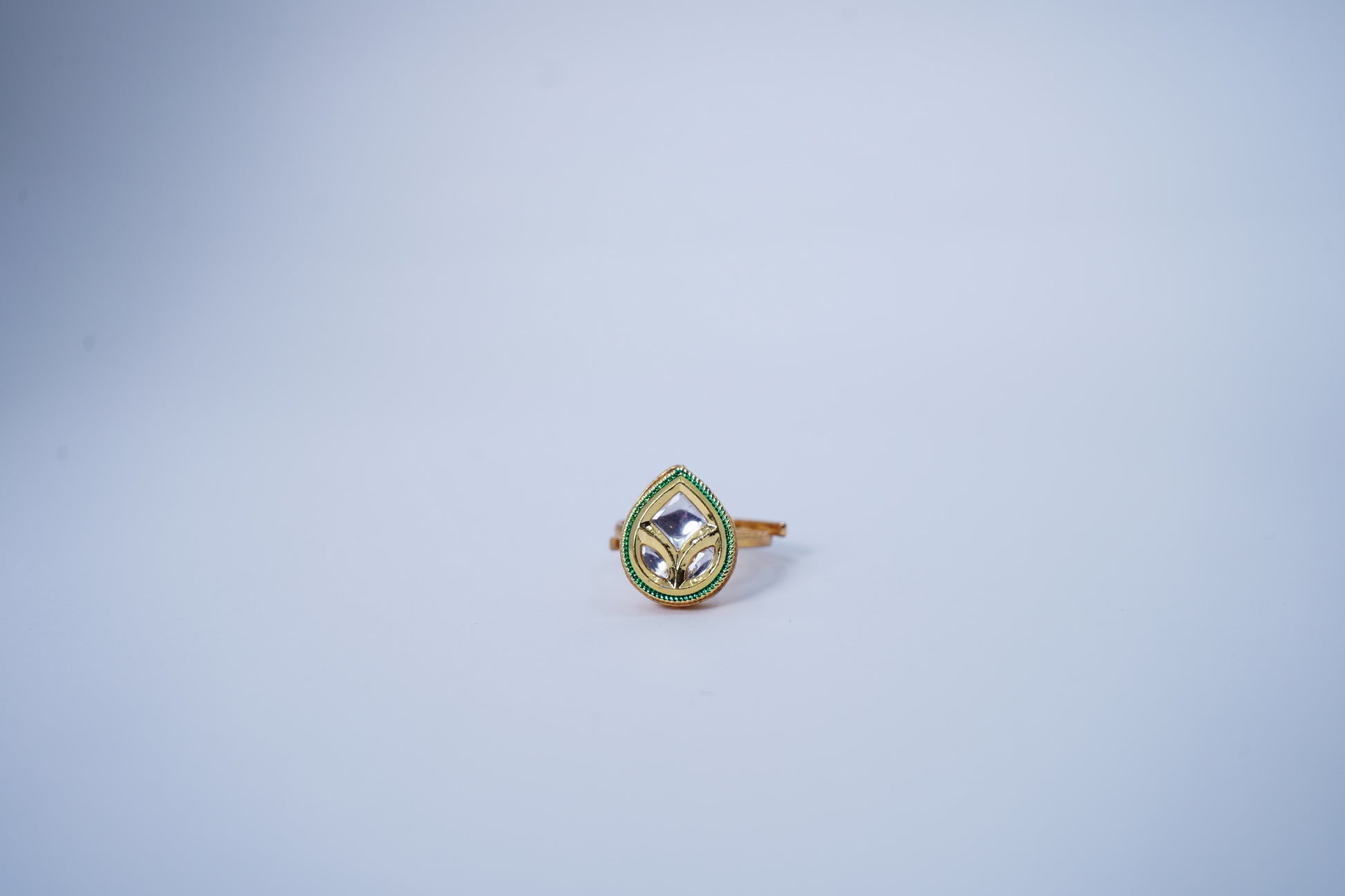 Diya’s Leaf Designer Kundan Rings - Chaandi Rivaaz