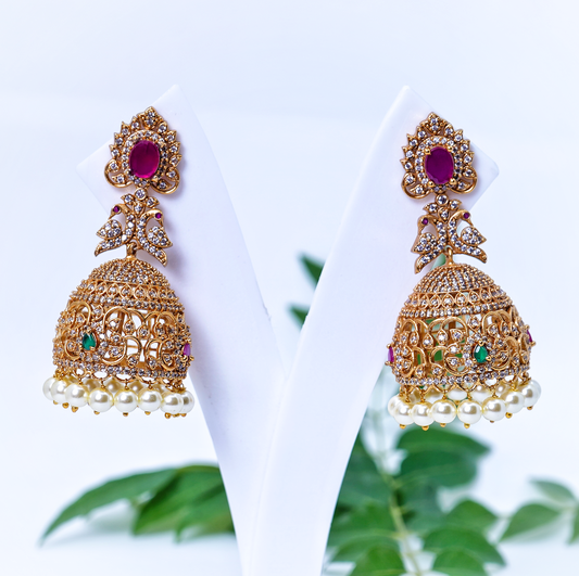 Ahana Cz Designer Jhumkas - Chaandi Rivaaz