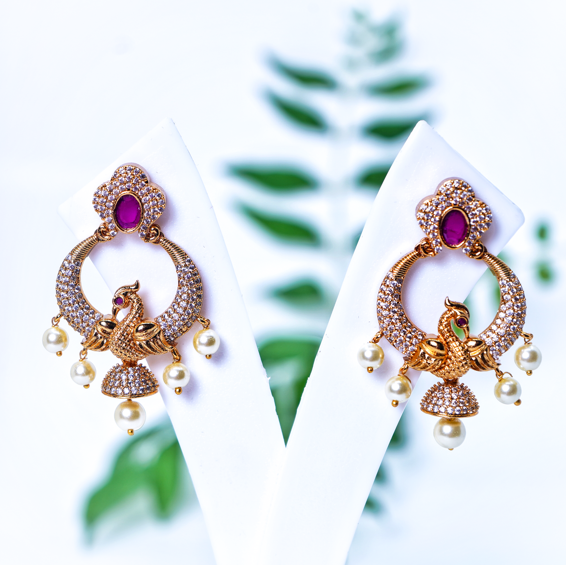 Beautiful Single Peacock CZ Designer Earrings - Chaandi Rivaaz