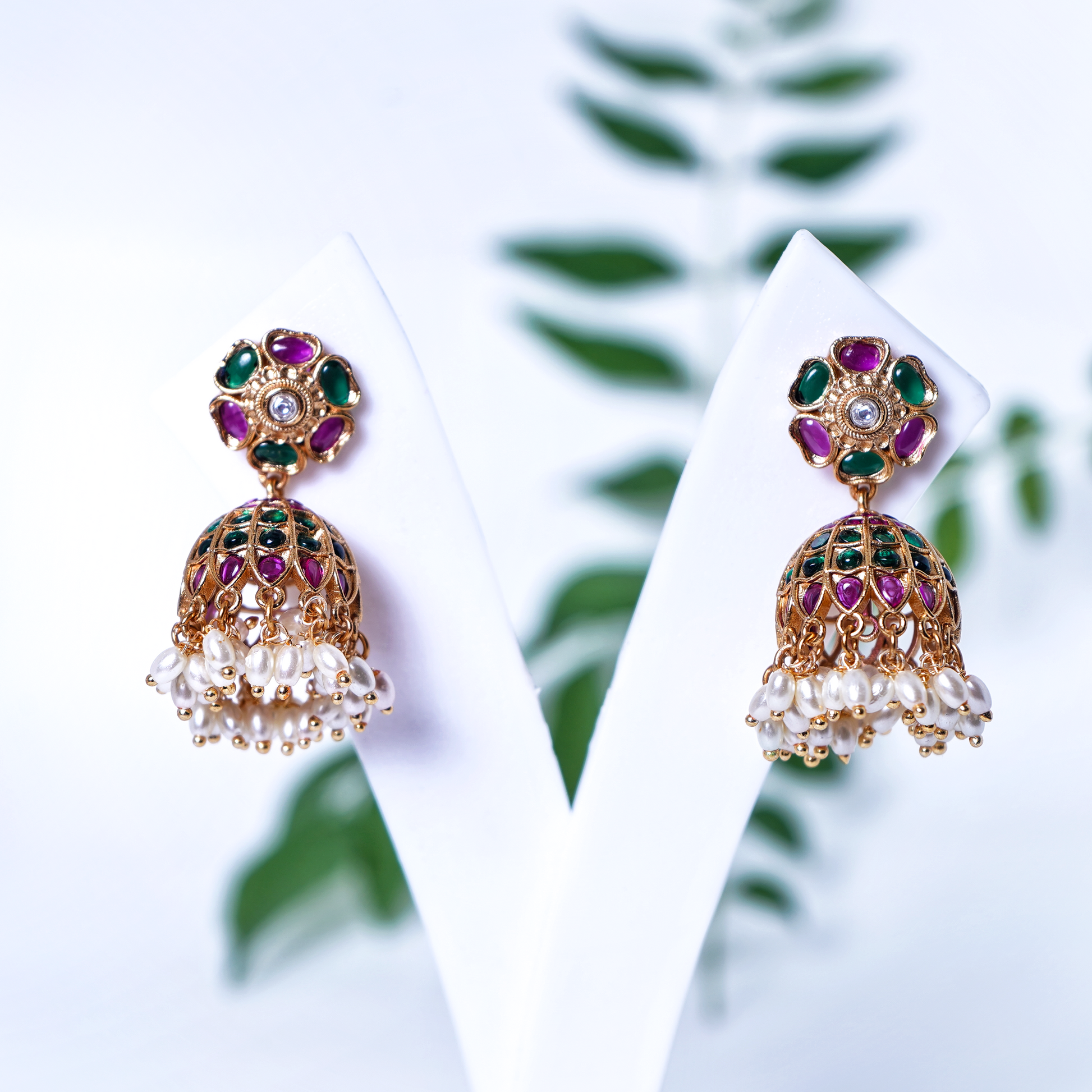Enna's Designer Antique Jhumkas - Chaandi Rivaaz