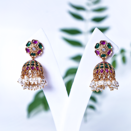 Enna's Designer Antique Jhumkas - Chaandi Rivaaz
