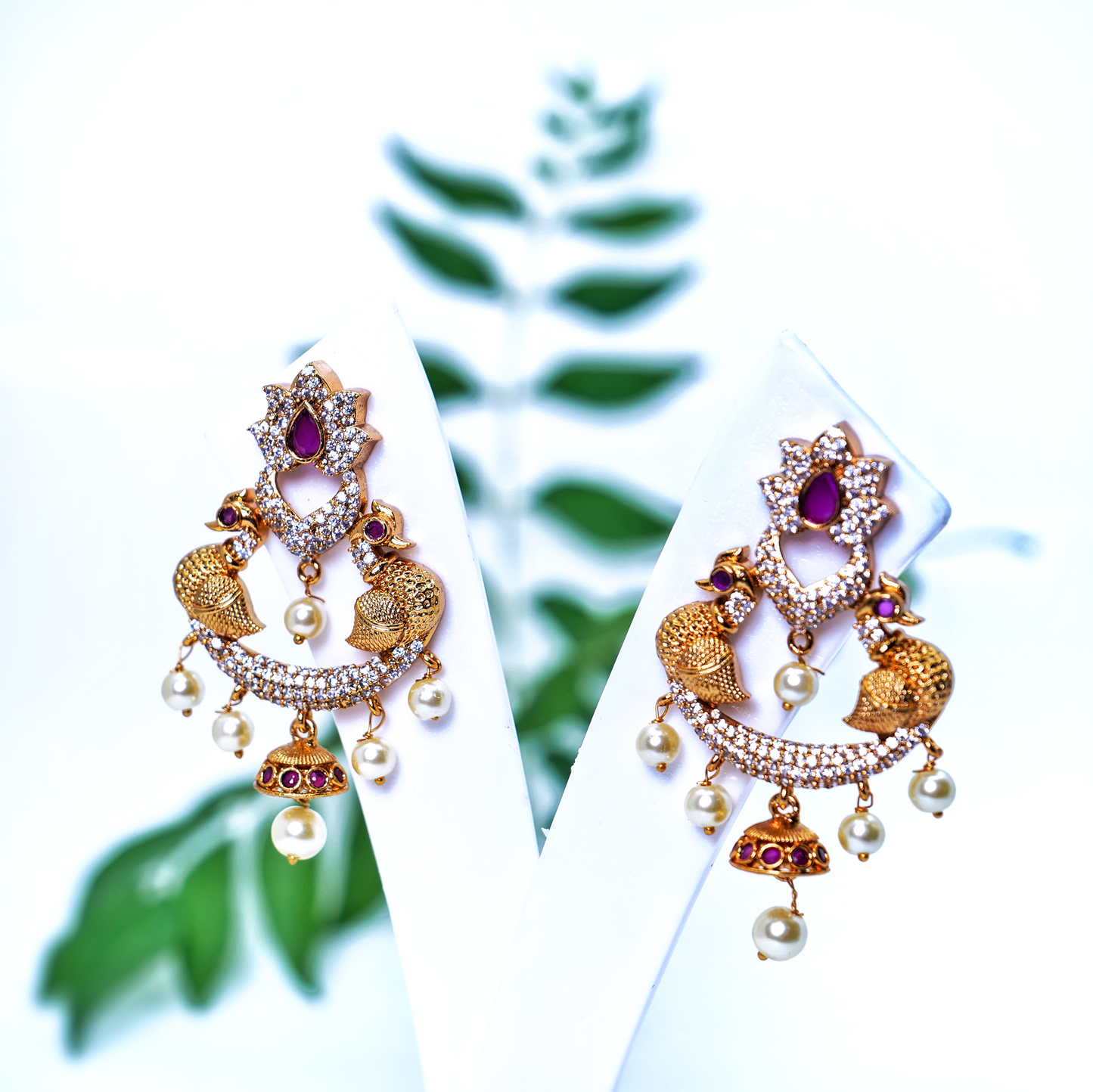 Peacock Designer CZ Earrings - Chaandi Rivaaz
