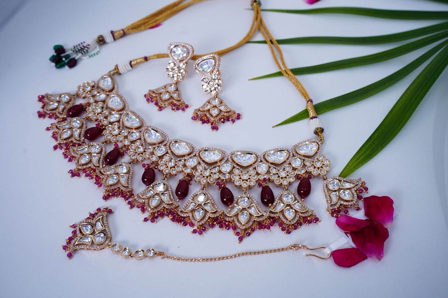 Ruby Polki Designer Necklace set - Chaandi Rivaaz