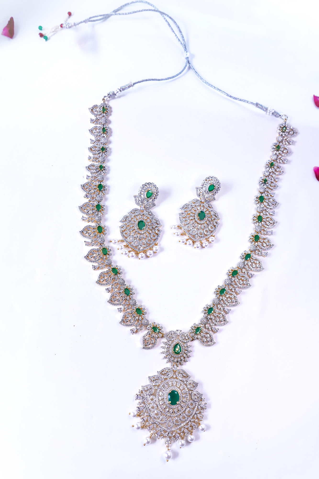 Dia Floral Long Designer Necklace set - Chaandi Rivaaz
