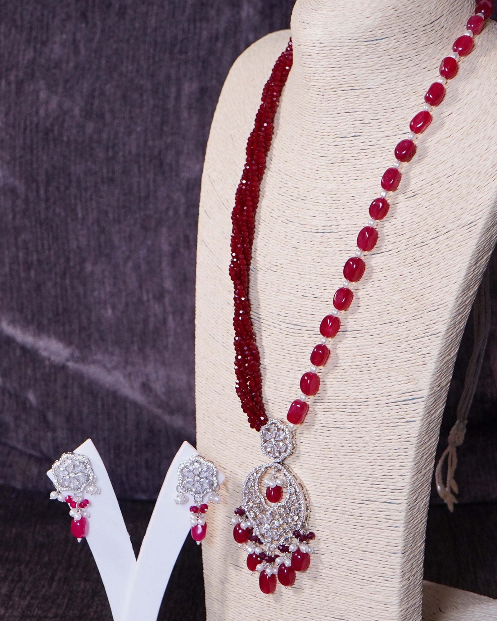 Beautiful Long Cz Necklace set - Chaandi Rivaaz