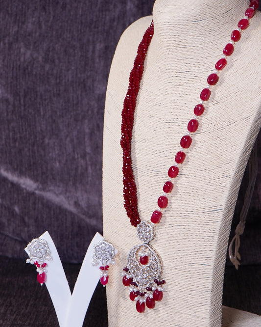 Beautiful Long Cz Necklace set - Chaandi Rivaaz