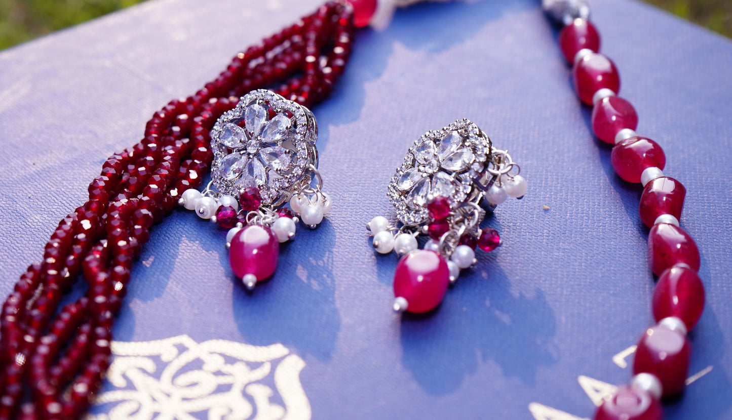 Beautiful Long Cz Necklace set - Chaandi Rivaaz