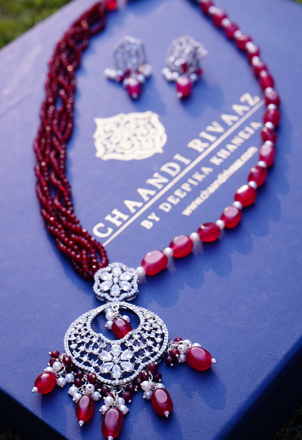Beautiful Long Cz Necklace set - Chaandi Rivaaz