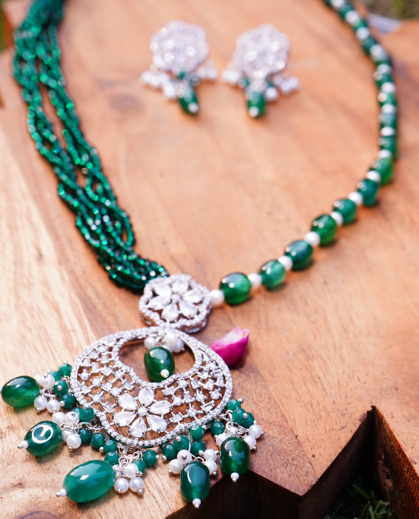 Beautiful Long Cz Necklace set - Chaandi Rivaaz