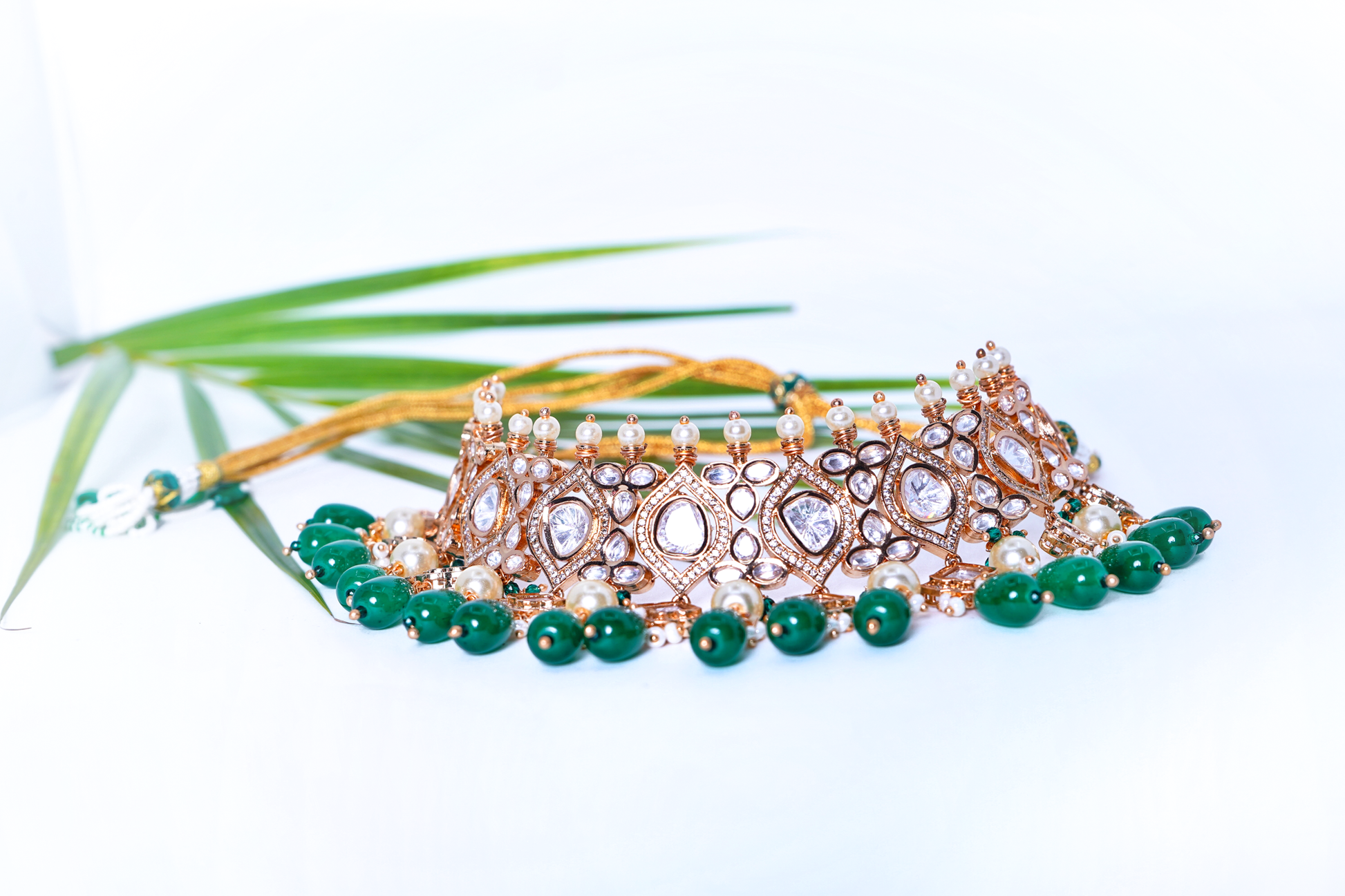 Preety’s Emerald Polki Necklace set - Chaandi Rivaaz