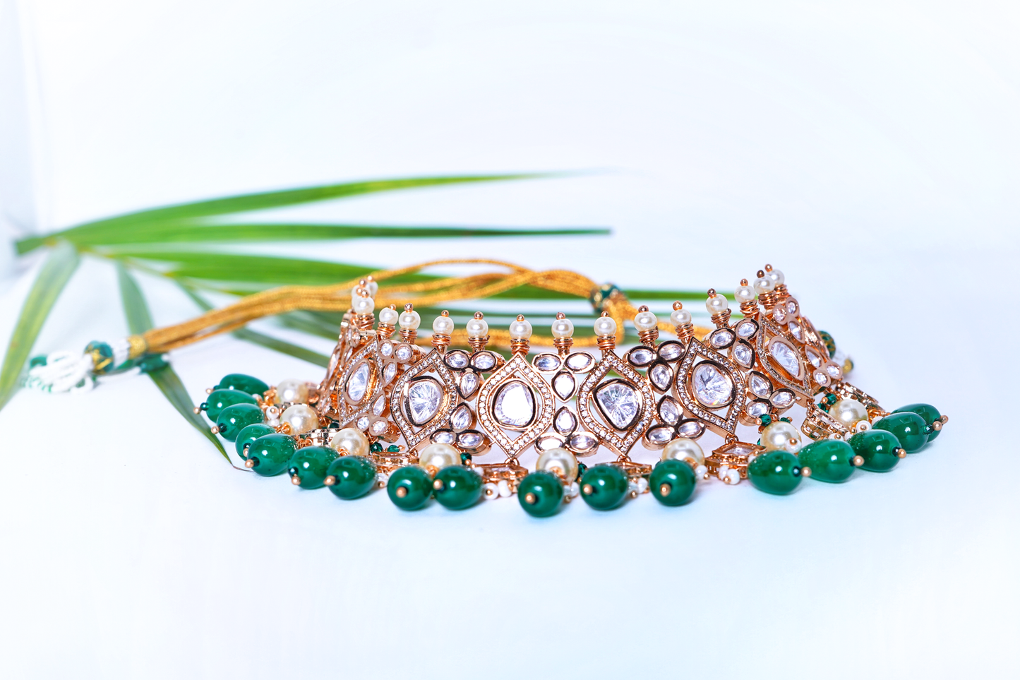 Preety’s Emerald Polki Necklace set - Chaandi Rivaaz