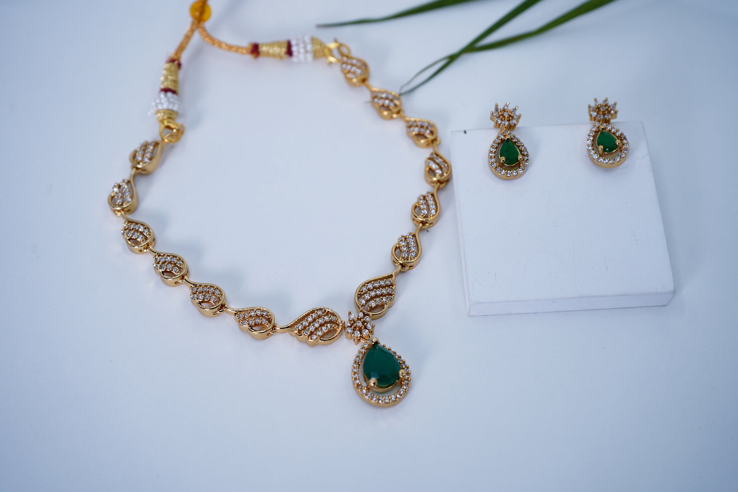 Beautiful CZ Necklace set - Chaandi Rivaaz