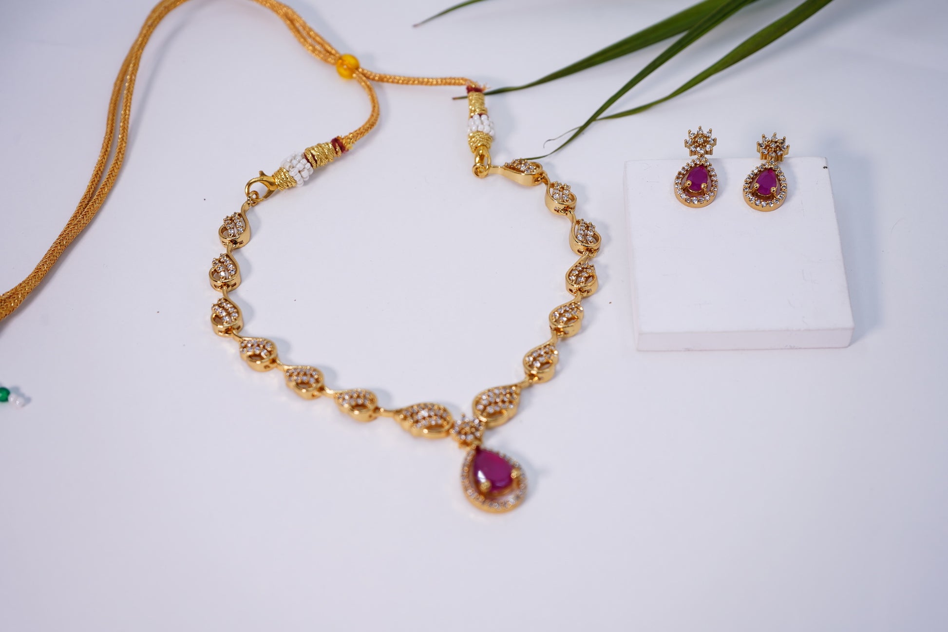 Beautiful CZ Necklace set - Chaandi Rivaaz