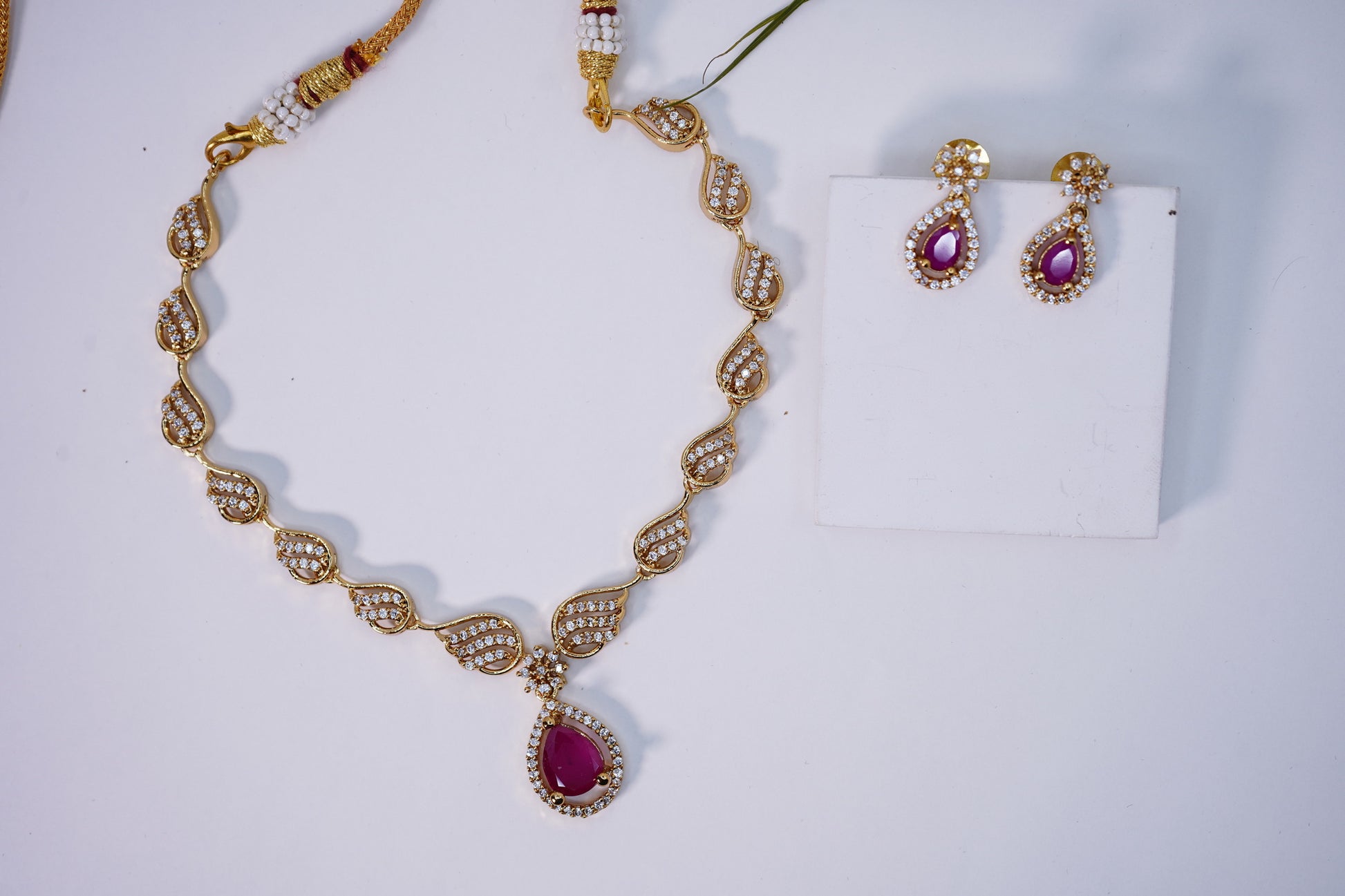 Beautiful CZ Necklace set - Chaandi Rivaaz