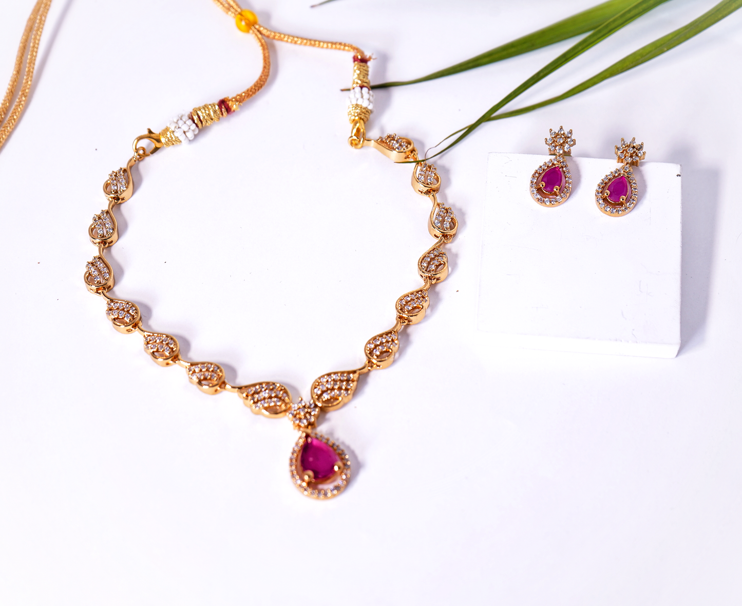 Beautiful CZ Necklace set - Chaandi Rivaaz