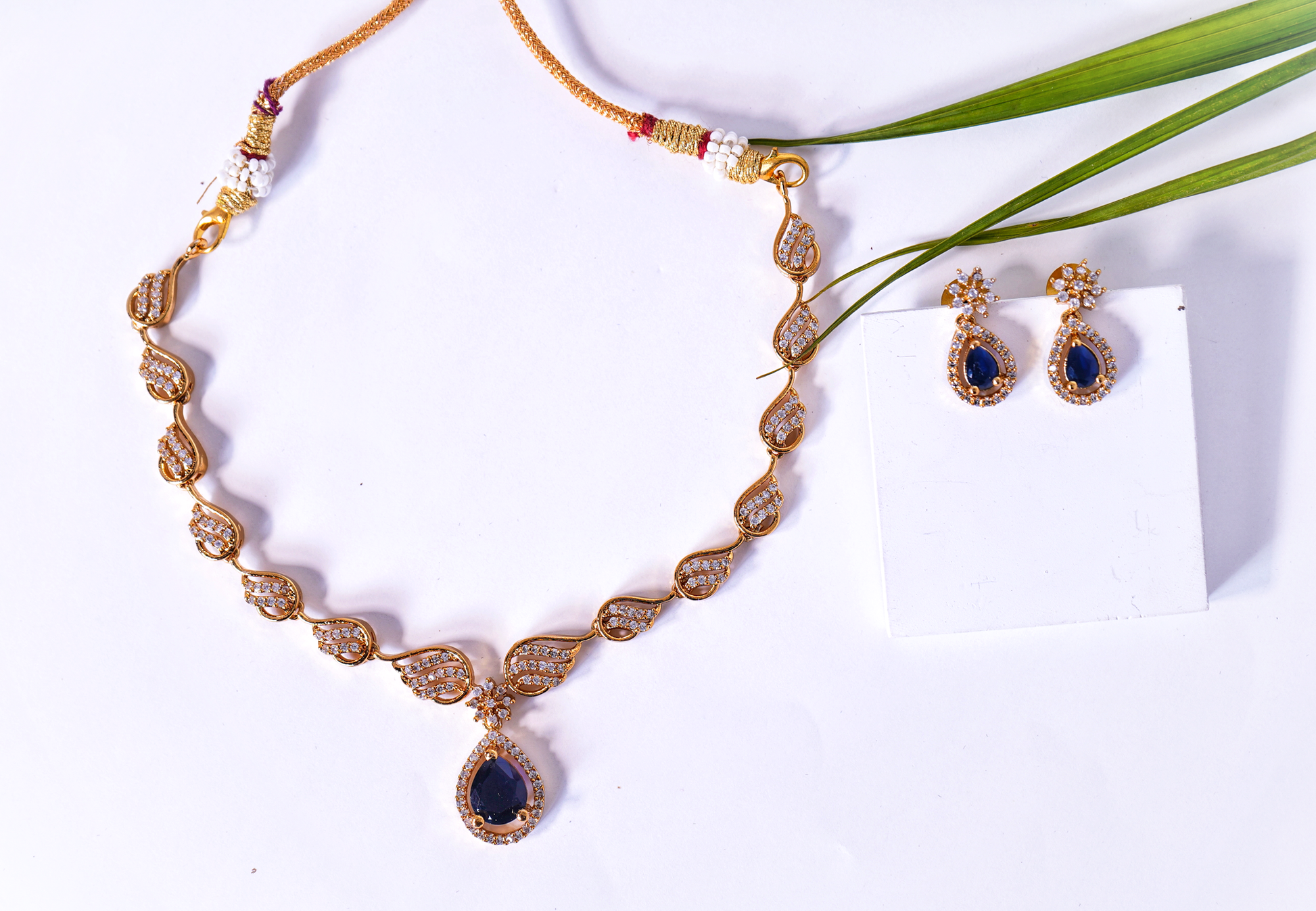 Beautiful CZ Necklace set - Chaandi Rivaaz