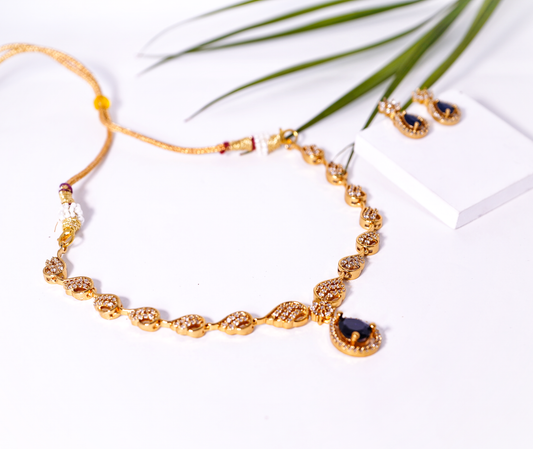 Beautiful CZ Necklace set - Chaandi Rivaaz