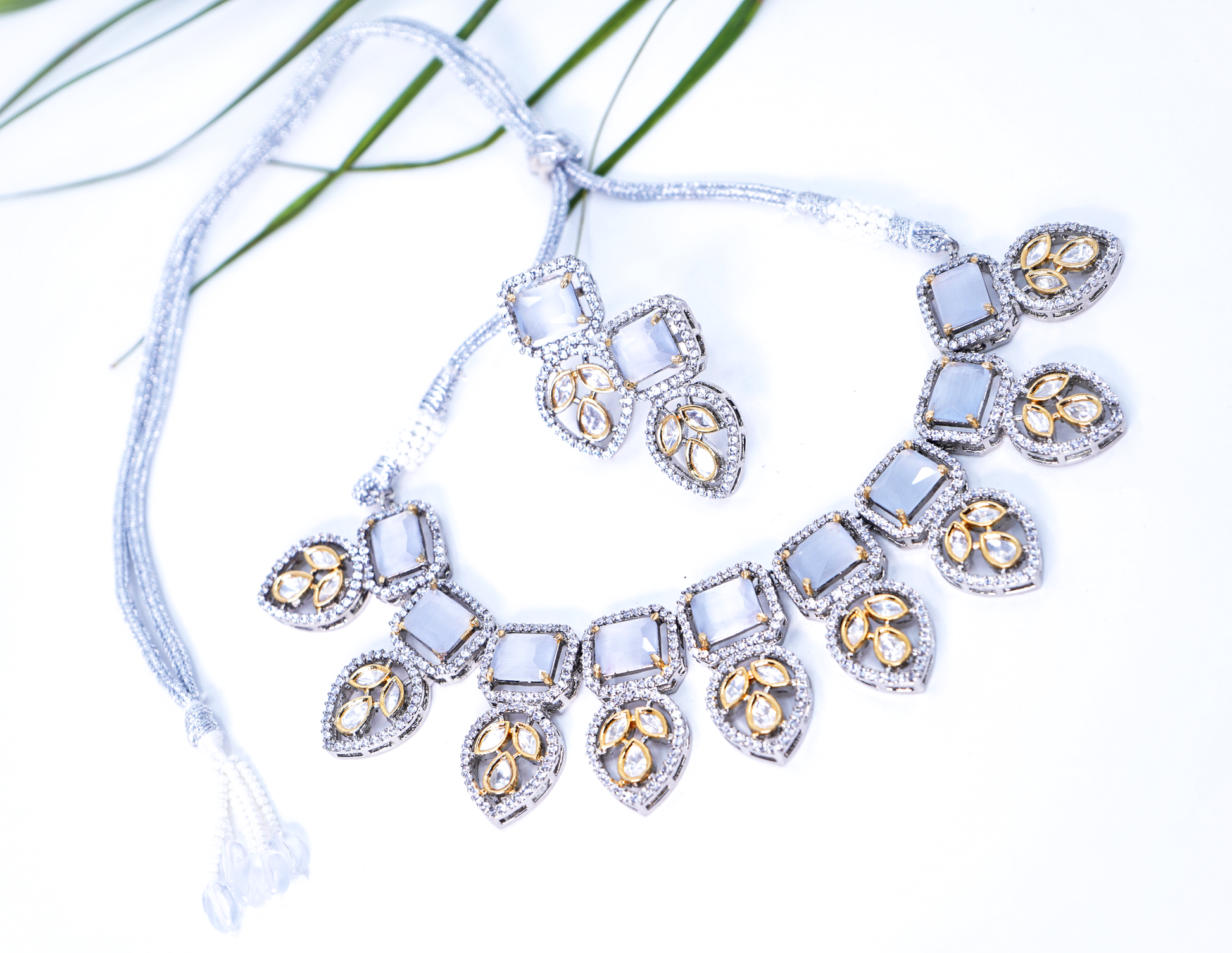 Beautiful Leaf Kundan Designer Set - Chaandi Rivaaz