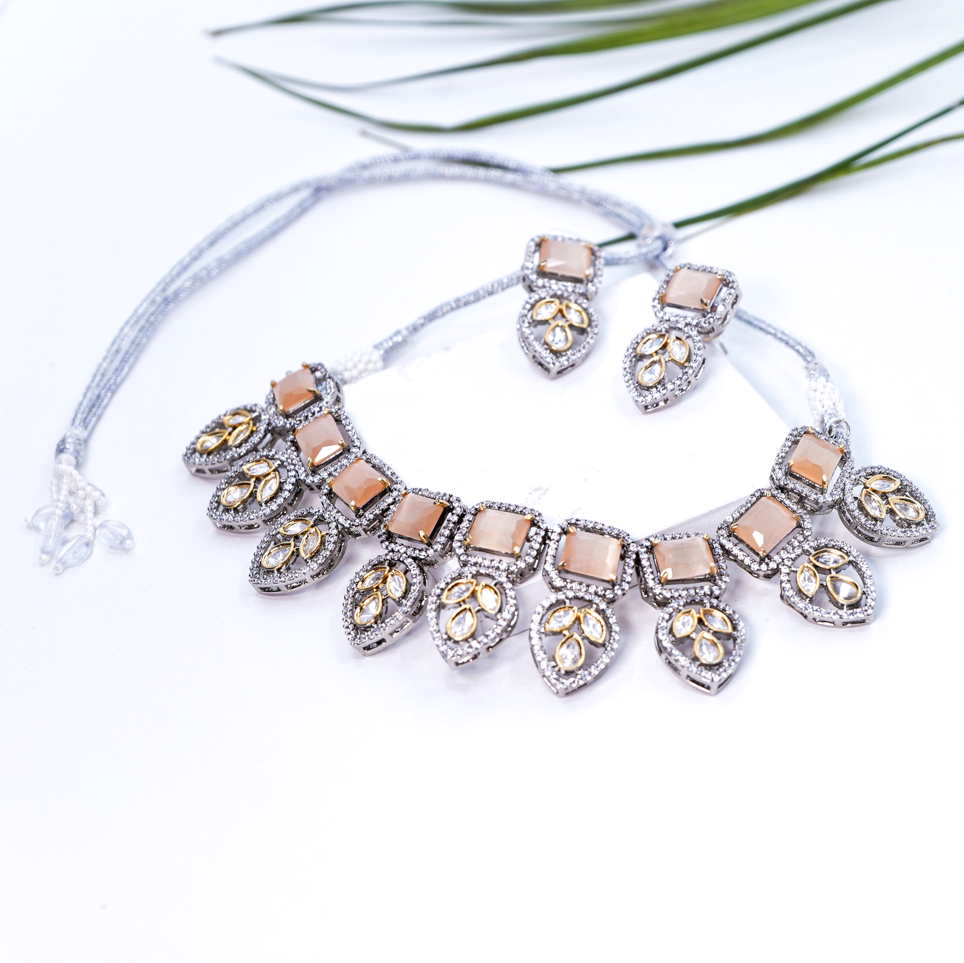Beautiful Leaf Kundan Designer Set - Chaandi Rivaaz