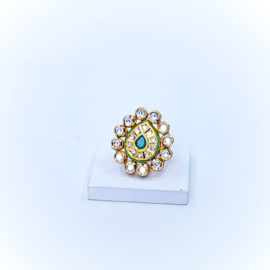 Ella’s Emerald Kundan Cocktail Rings - Chaandi Rivaaz