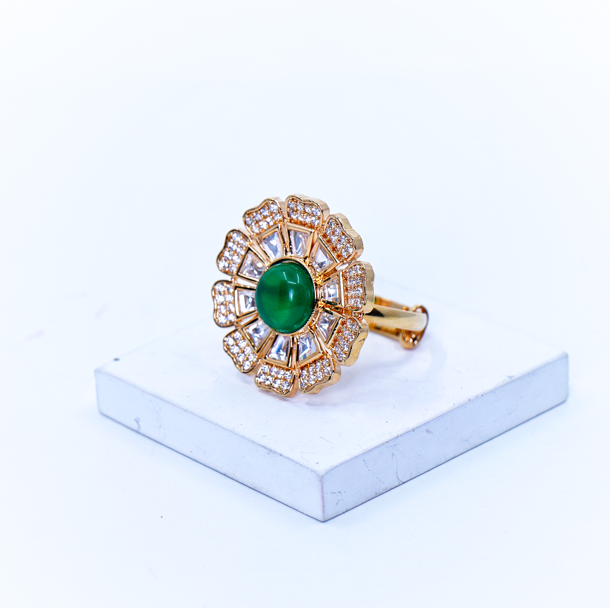Beautiful Emerald Designer Cocktail Rings - Chaandi Rivaaz