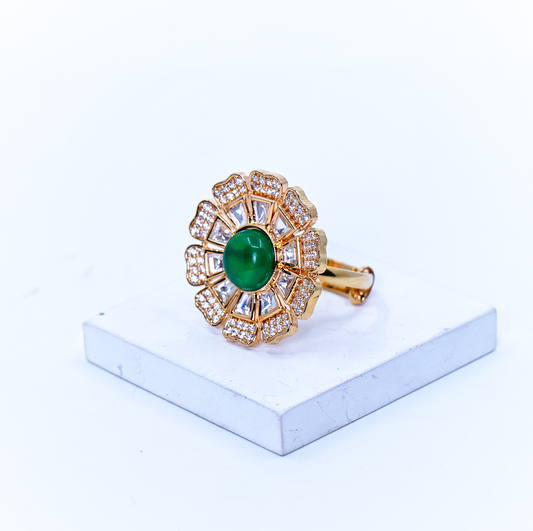 Beautiful Emerald Designer Cocktail Rings - Chaandi Rivaaz