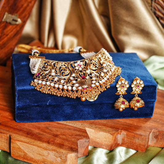 Lotus Pearl Designer Choker set - Chaandi Rivaaz