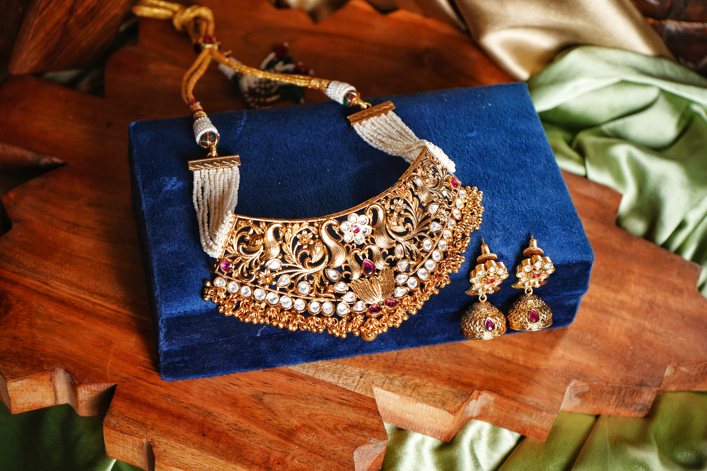 Lotus Pearl Designer Choker set - Chaandi Rivaaz
