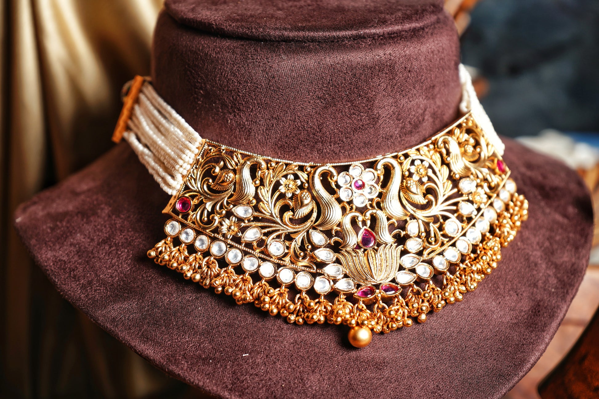 Lotus Pearl Designer Choker set - Chaandi Rivaaz
