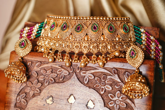 Oval Designer choker set - Chaandi Rivaaz