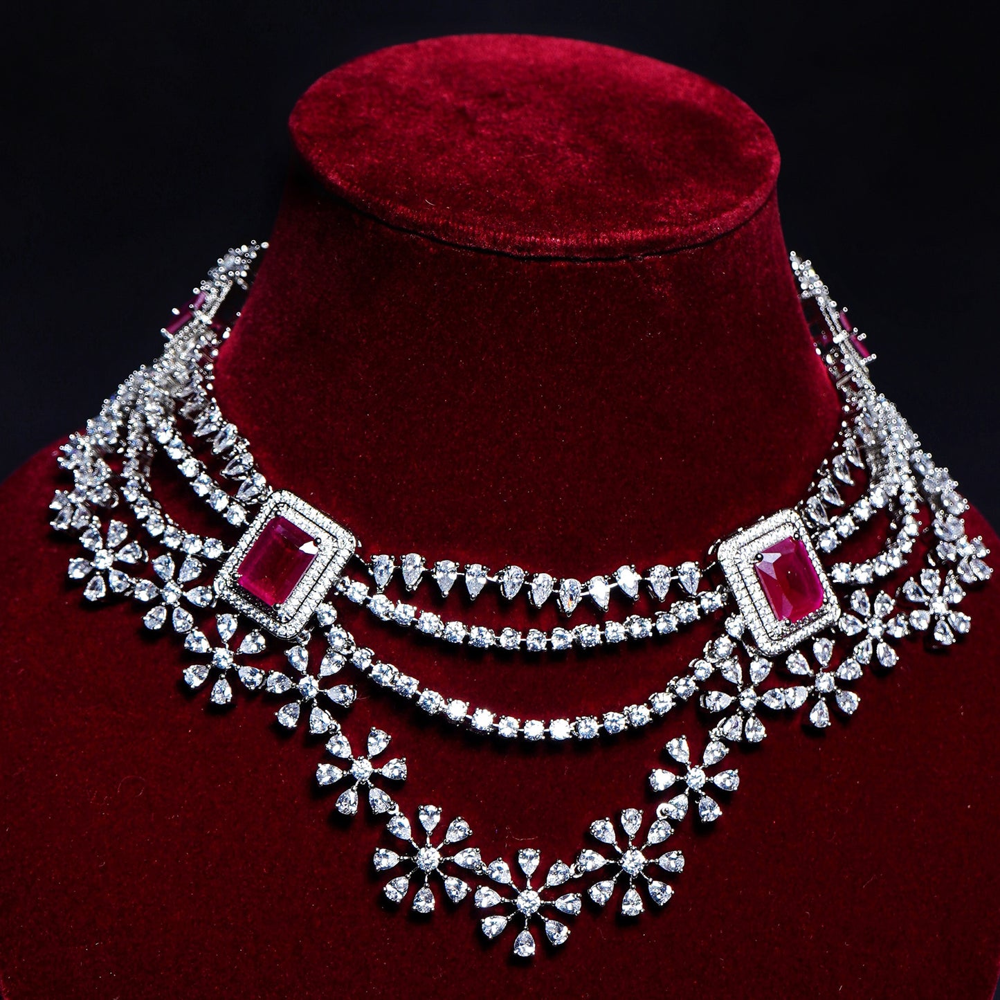 Raina Floral CZ Designer Necklace Set - Chaandi Rivaaz