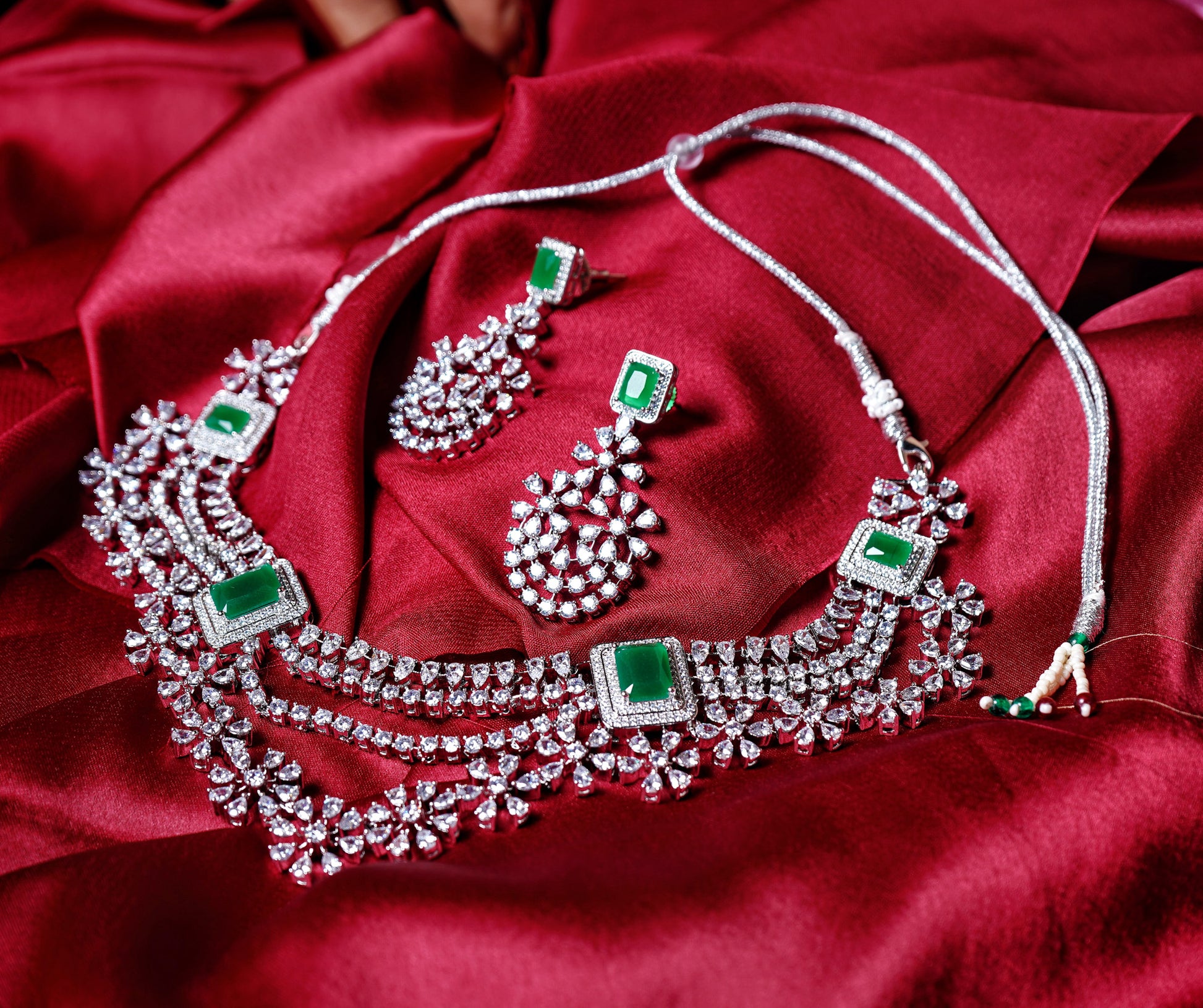 Raina Floral CZ Designer Necklace Set - Chaandi Rivaaz