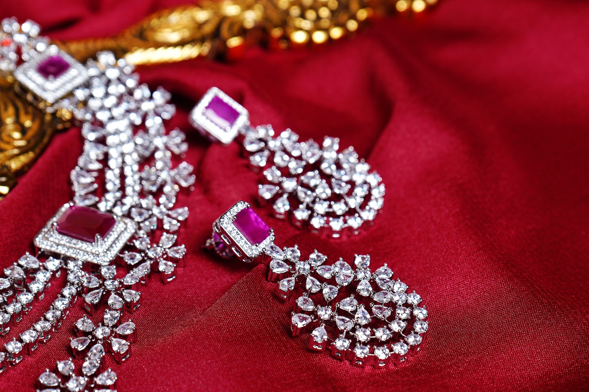 Raina Floral CZ Designer Necklace Set - Chaandi Rivaaz