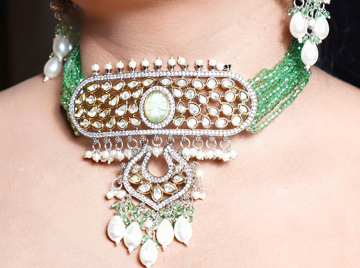 Olive Designer Choker set - Chaandi Rivaaz
