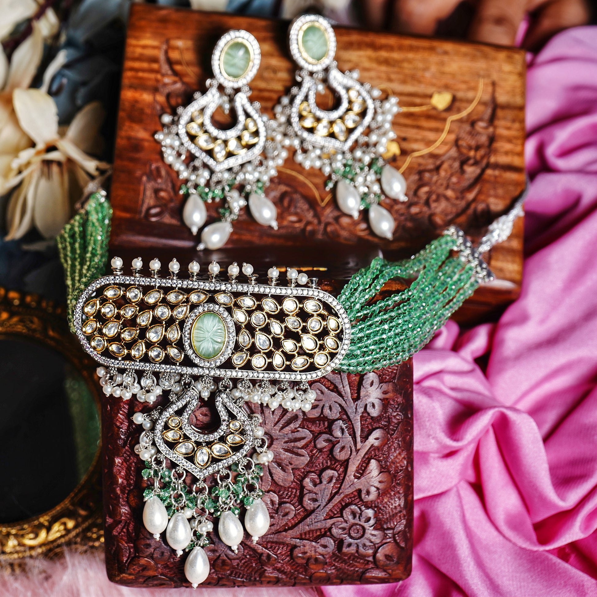 Olive Designer Choker set - Chaandi Rivaaz