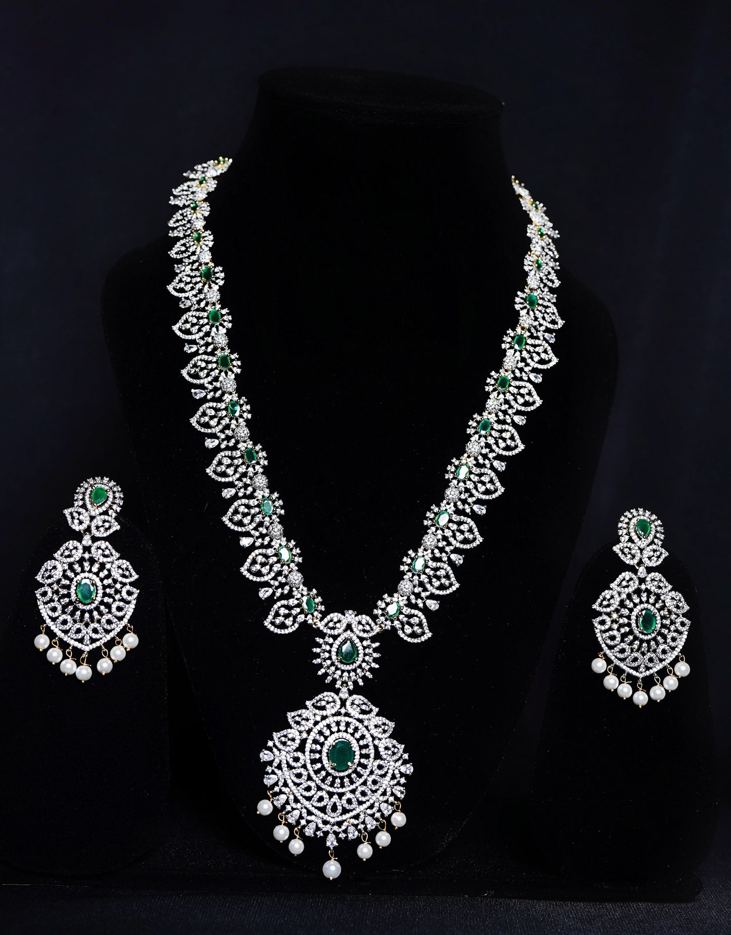 Dia Floral Long Designer Necklace set - Chaandi Rivaaz